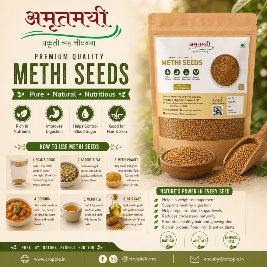 Amrutmayi Methi Seeds | Fenugreek Seeds | Organic Methi Seeds | 500g - Image 3