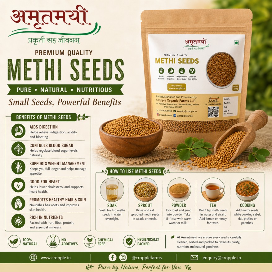 Amrutmayi Methi Seeds | Fenugreek Seeds | Organic Methi Seeds | 500g - Image 4