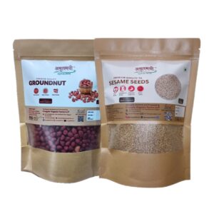 Amrutmayi Red Groundnut and White Sesame Seeds Combo 900gm | Red Groundnut 500g and Til 400g | 100% Clean | Natural White Til & Groundnuts