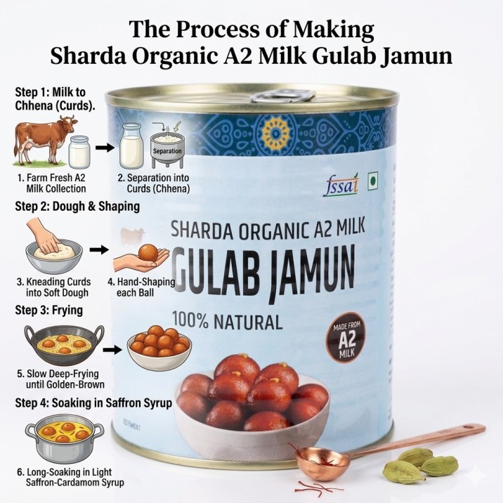 Sharda Organic A2 Milk Gulab Jamun | 100% Natural | Sweet | 1kg - Image 4