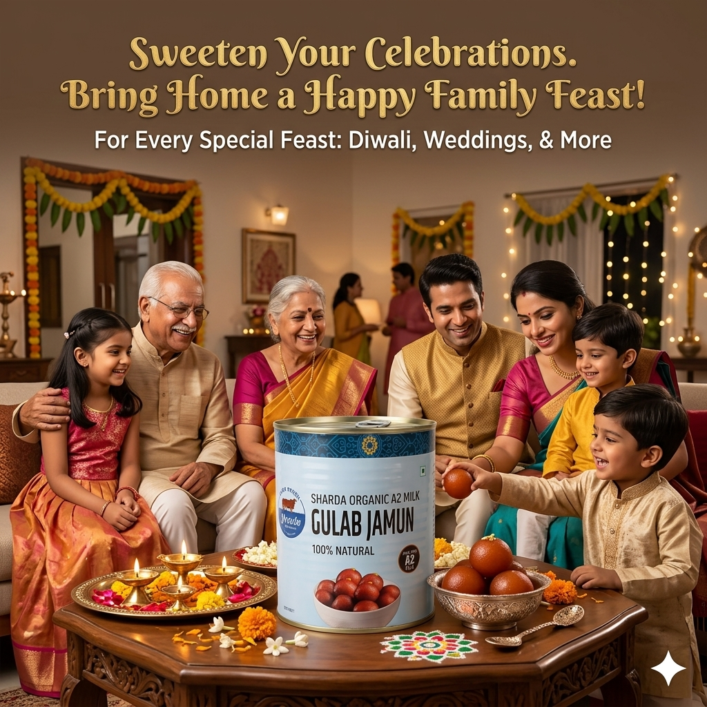 Sharda Organic A2 Milk Gulab Jamun | 100% Natural | Sweet | 1kg - Image 3